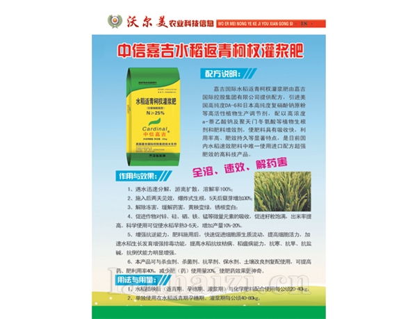 中信嘉吉水稻返青柯杈灌桨