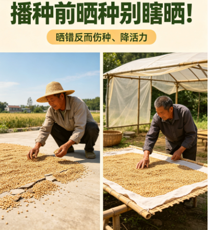 播种前晒种别瞎晒！很多农户晒错反而伤种、降活力、不出苗