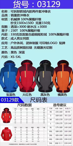 三合一冲锋衣