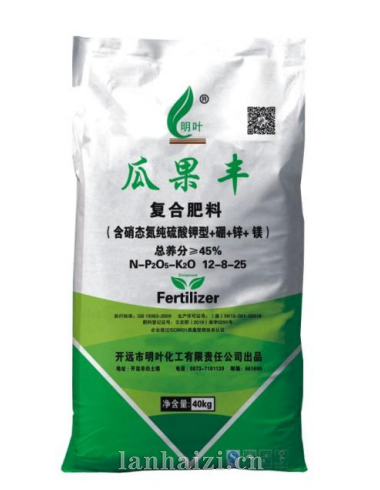 复合肥料(瓜果丰)  含硝态氮纯硫酸钾+硼+锌+镁  12-8-15